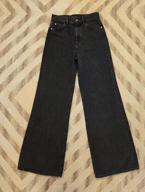 NWOT Women Massimo Dutti High-Rise Palazzo Jeans in Black, US 4, SMALL
